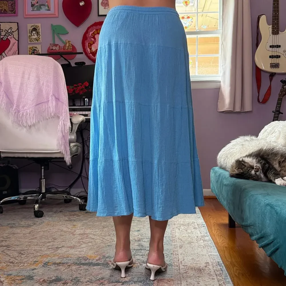 Vintage Y2K flowy blue maxi skirt